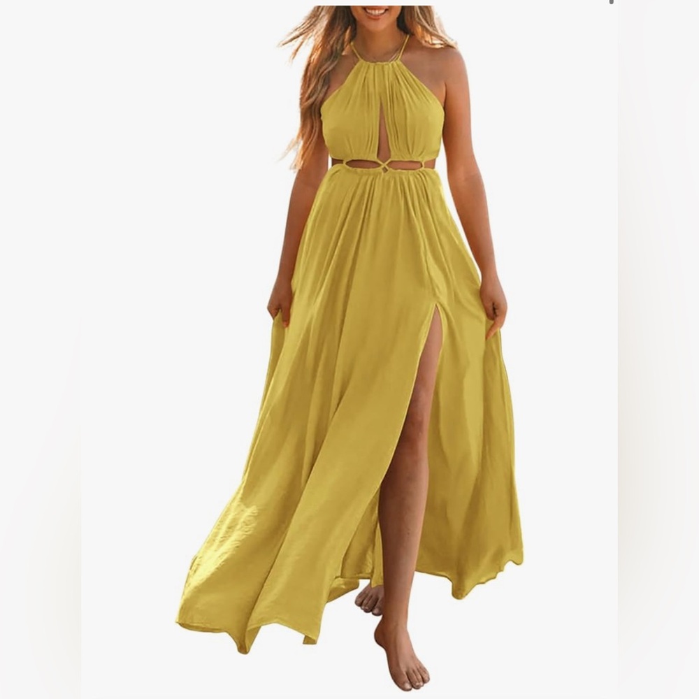 Yellow Halter Maxi Dress